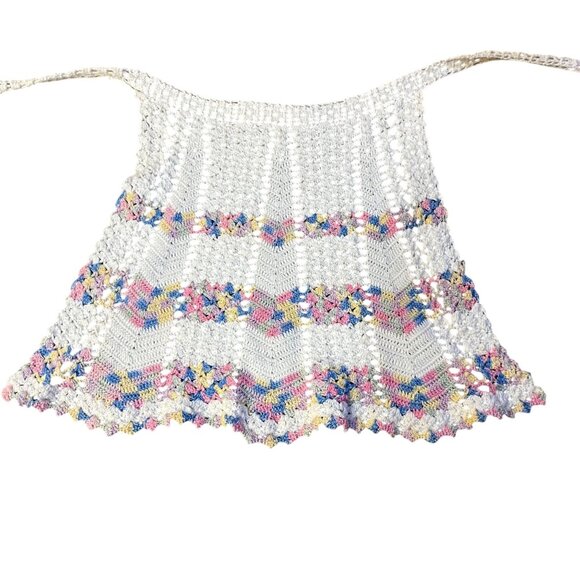 Vintage Handmade Crocheted Half Apron Child or Smaller Woman Used Farmhouse - Picture 8 of 10